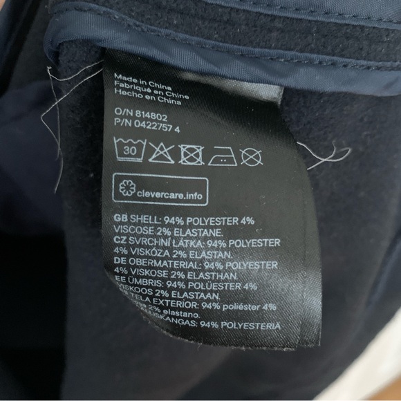 H&M Navy Blue One Button Closure Midi Length Coat Women’s Size 4 - Picture 7 of 7